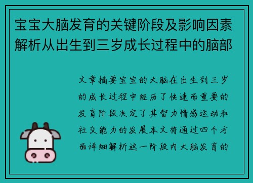 宝宝大脑发育的关键阶段及影响因素解析从出生到三岁成长过程中的脑部发育